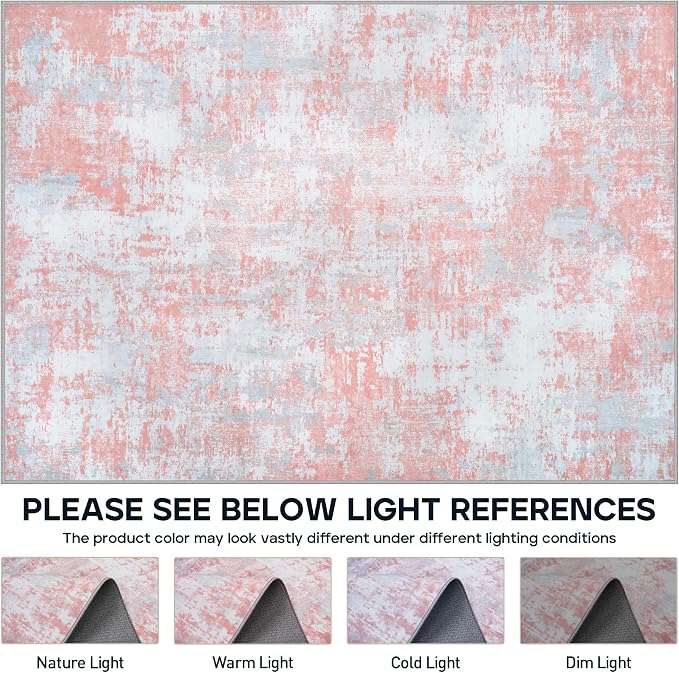 Aelenmu 6x9 Area Rugs for Living Room Bedroom Dining Room Washable Pink | Soft - Image 7