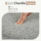 Round Storage Ottoman with Tray Lid, Folding Chenille Fabric Footrest with - Image 6