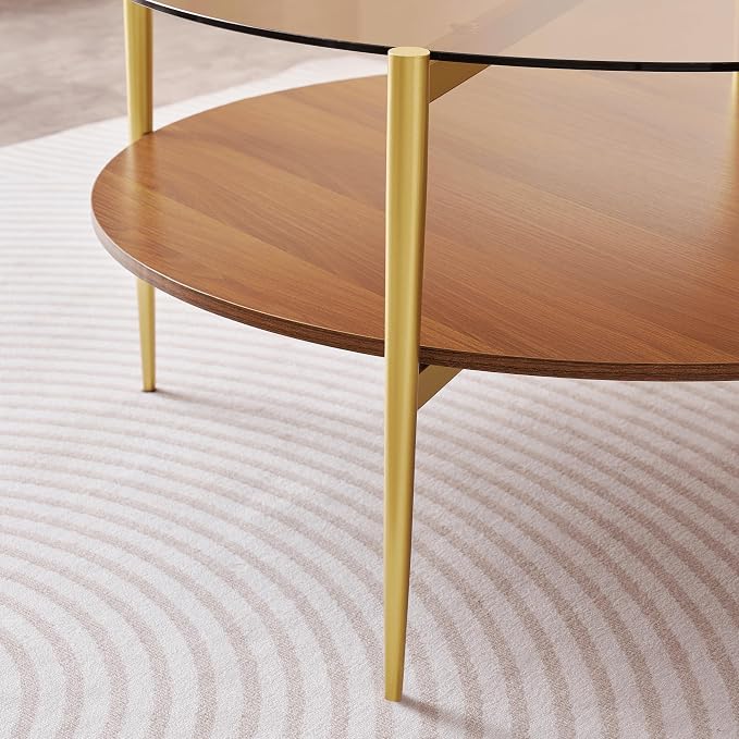 LumFurn Extra Large Round Coffee Table, Mid-Century Modern Design, D34 x H17 in - Image 7