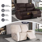 ANARACHON Leather Look Loveseat Recliner Cover, 6-Pieces Stretch Dual Recliner - Image 6