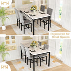 Recaceik Dining Table Set for 4, Modern 5 Piece Dining Table Set Faux Marble - Image 8