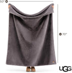 UGG Euphoria Throw Blanket, Faux Fur Blanket, Charcoal Grey | Reversible Fluffy - Image 8