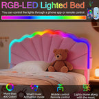 Full Upholstered Bed with 2 Drawers, Charging Station and LED Lighting - Image 9