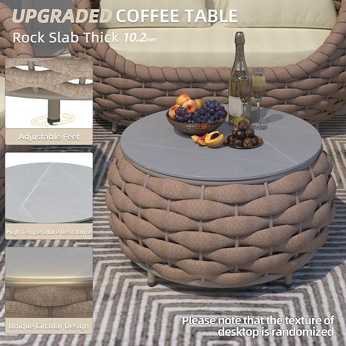 TWT Outdoor Patio Furniture Set-5 Pieces Aluminum Sectional Sofa, Metal Patio - Image 3