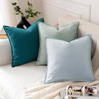 MIULEE Decorative Linen Pillow Covers 20x20 Inch Teal Blue | Boho Farmhouse​ - Image 5