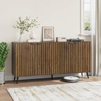 Smuxee 63" Fluted Sideboard Cabinet, Freestanding Walnut Buffet Cabinet - Image 3