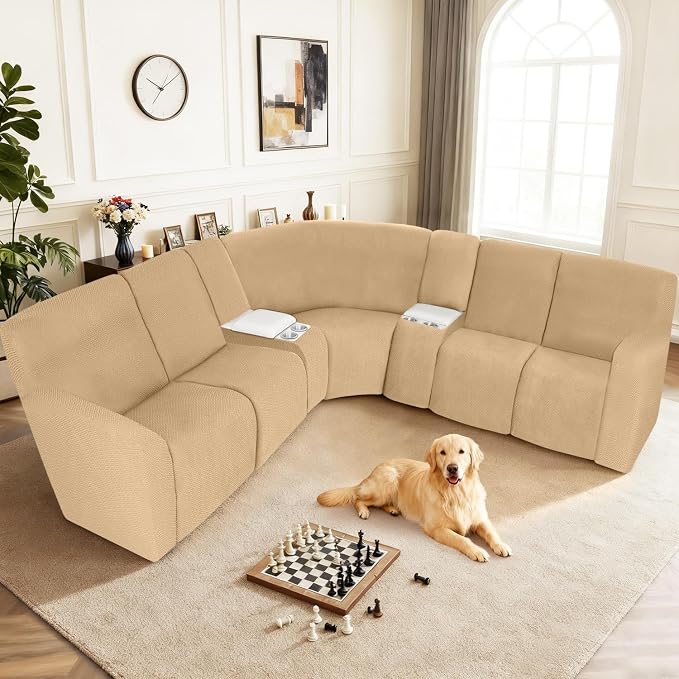 ALIECOM 100% Waterproof Recliner Sectional Couch Covers L Shape Stretch Corner - Image 2