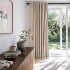 Linen Textured Total Blackout Sliding Door Curtains 84 Inches Long, Oatmeal | - Image 6