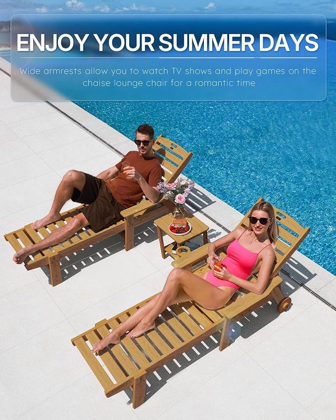 Patio Chaise Lounge Chair Set of 4, Oversize Lounge Chairs - Image 3