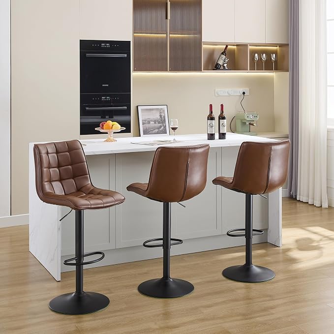 FIRAVOE Counter Height Bar Stools, Swivel Barstools Set of 3 - Image 8