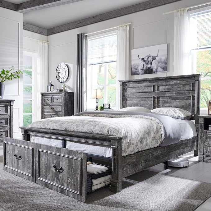 Aitjunz Farmhouse Queen Size Bed Frame by AITJUNZ