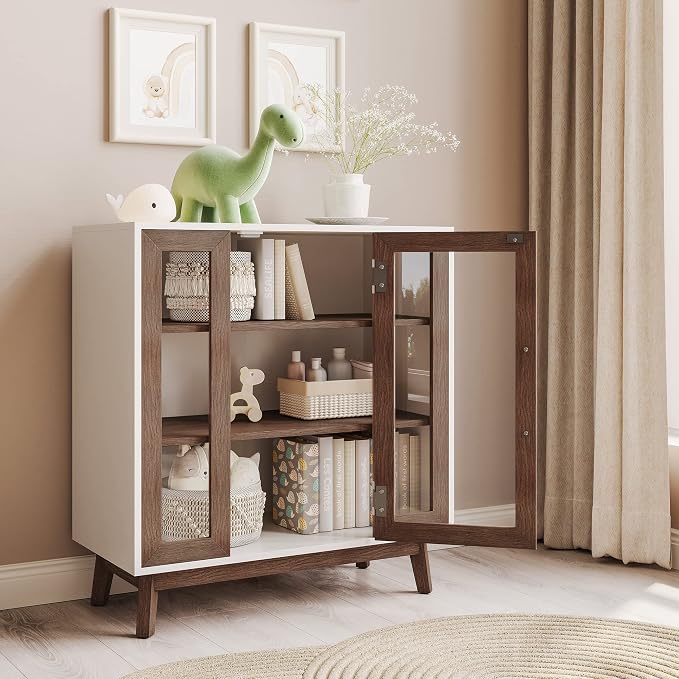 BELLEZE Modern Curio Cabinet, 3-Tiers Console Table, 31 Inch - Image 3