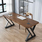 55inch Solid Wood Desk Wide Home Office Desk, Metal Modern Industrial Writing - Image 7