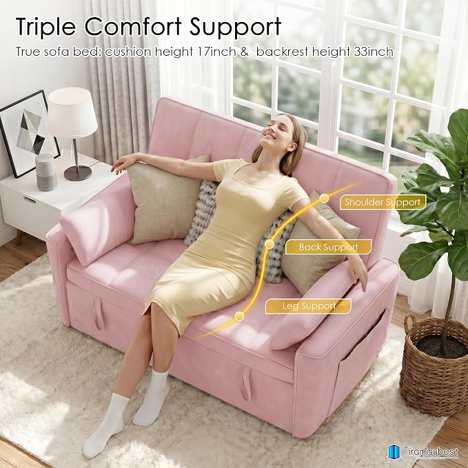 54'' Sleeper Sofa Bed, Convertible Pull Out Couch Futon - Image 9