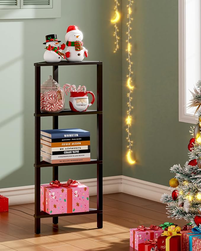 TUTOTAK Corner Shelf, 4-Tier Corner Bookshelf - Image 4