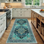 RELEANY Washable Area Rug, Runner 3'x6', Teal | Non-Slip, Water Repellent by RELEANY