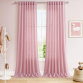 Rose Linen Curtains 90 Inch Long 2 Panels Set Back Tab Rod Pocket Semi Sheer by Nanspring