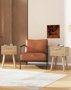 YMYNY Narrow Fluted Nightstand Set of 2, Small End Table, Modern Coffee Table - Image 7