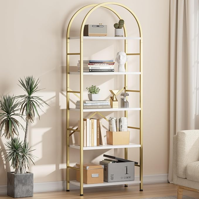 Shintenchi Bookshelf, Arched Bookshelf 5 Tier Bookcase Shelf by Shintenchi%7CFurnitureMadeforRealLife
