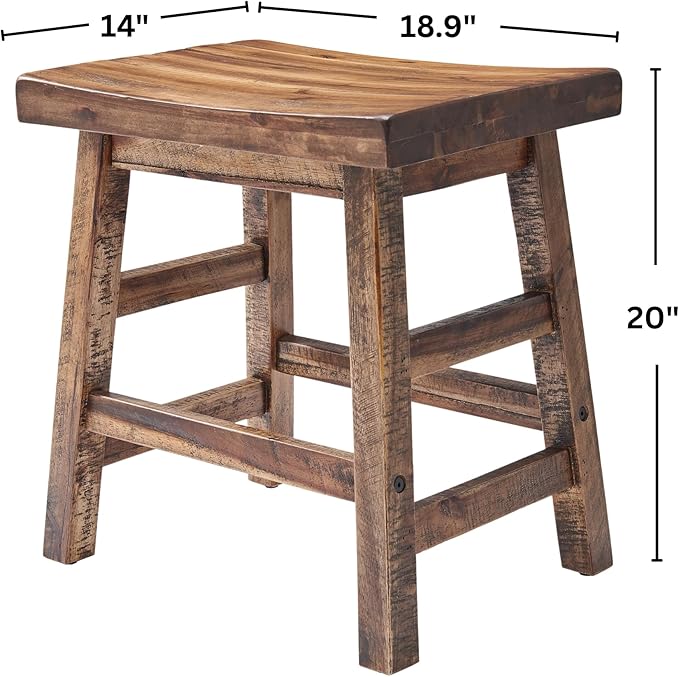 Alaterre Furniture Durango Set of 2 Industrial 20-Inch Wood Dining Stools – - Image 3