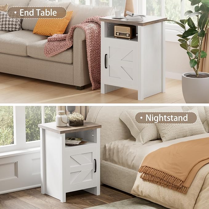JUMMICO Farmhouse Nightstand, Modern Bedside Table - Image 5
