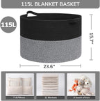 INDRESSME 115L Extra Large Cotton Rope Blanket Basket, Woven Basket - Image 2
