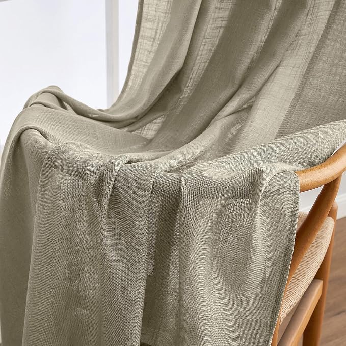 MIULEE Oatmeal Linen Curtains 52x84 Inch 2 Panels - Image 6