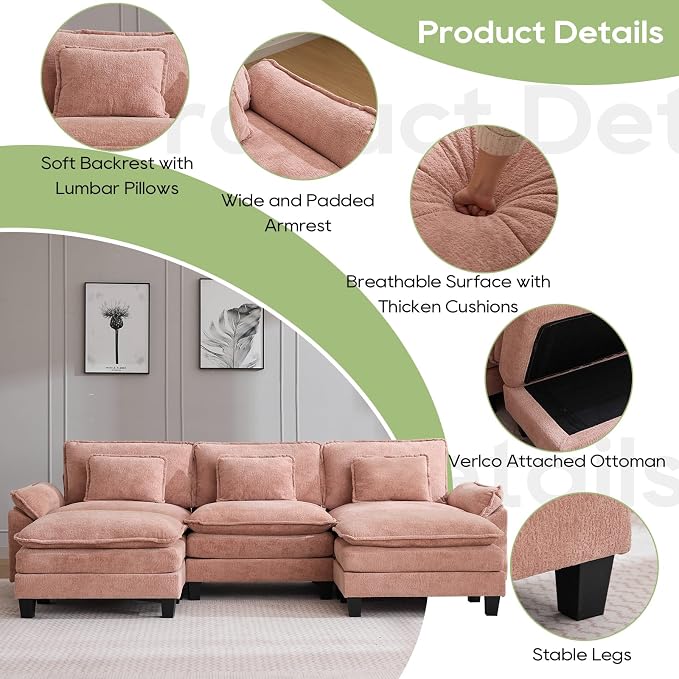 Oprisen 120" Modular Sectional Sofa, Comfy Cloud Couch Sectional Sofa - Image 5