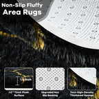 Noahas 5x7 Black Gold Fluffy Soft Area Rug Non-Slip - Image 5