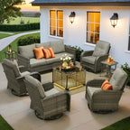 ovios 8 Pieces Patio Furniture Set, Outdoor Wicker Sofa Couch by OVIOS