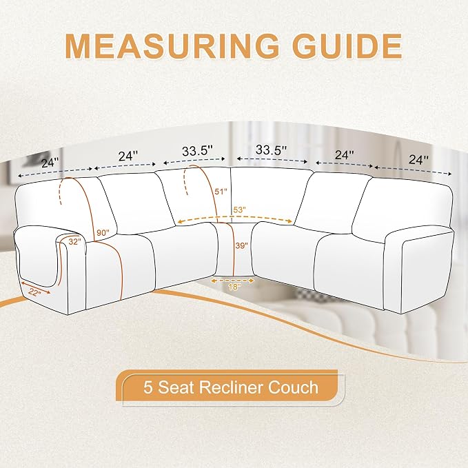 HDCAXKJ 100% Waterproof Reclining Sectional Couch Covers L Shape Recliner Sofa - Image 2