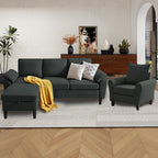 79" Convertible Sectional Sofa Set, Modern Linen Small L Shaped Couch - Image 9