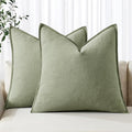 MIULEE Decorative Linen Euro Sham Pillow Covers 22x22 Inch Sage Green | Boho by MIULEE