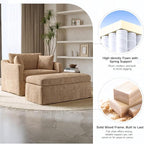 Oversized Armchair with Ottoman, 43.9" W Chenille Accent Chaise Lounge Sofa - Image 5