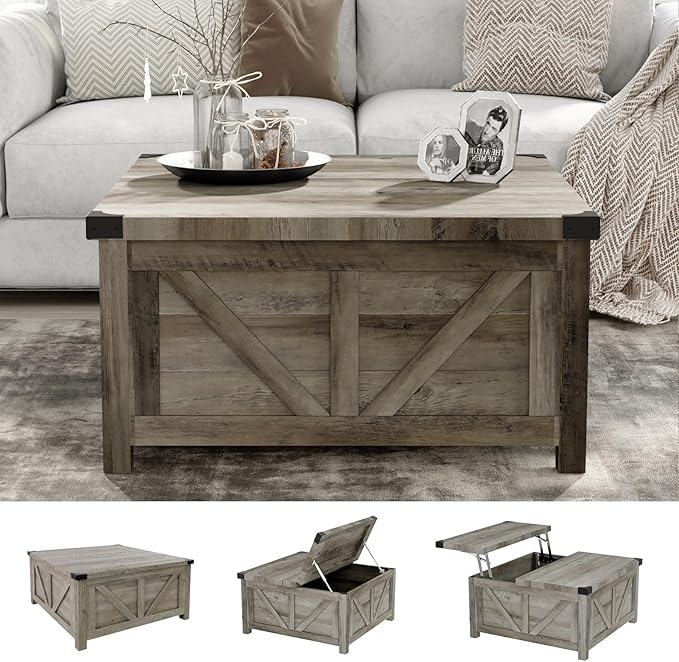 jimeimen Farmhouse Lift Top Coffee Table - Image 6