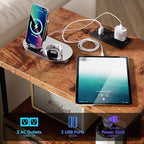 Furologee Nightstand with Charging Station, End Table with LED Lights, Bedside - Image 5
