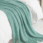 BOURINA Dark Cyan Throw Blanket 50 x90 Inches Textured Solid Soft Sofa Throw - Image 4