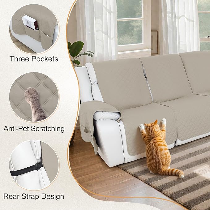 HDCAXKJ 100% Waterproof Reclining Sectional Couch Covers L Shape Recliner Sofa - Image 5