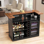 GDLF Home Bar Unit with Fridge Space, U-Shape Liquor Wine Cabinet, 63.1" Mini - Image 4