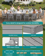 SERWALL Patio Dining Sets for 10 Person, HDPE Dining Set - Image 7