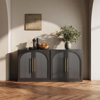 BELLEZE 3 Tier Bookshelf with Double-Arc Door by BELLEZE