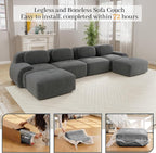 Boneless Sectional Couch, No Assembly Required, 152.7” U Shaped Modular Cloud - Image 9