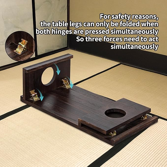 Foldable Japanese Coffee Table，Folding Japanese Floor Table，Natural Brown - Image 3