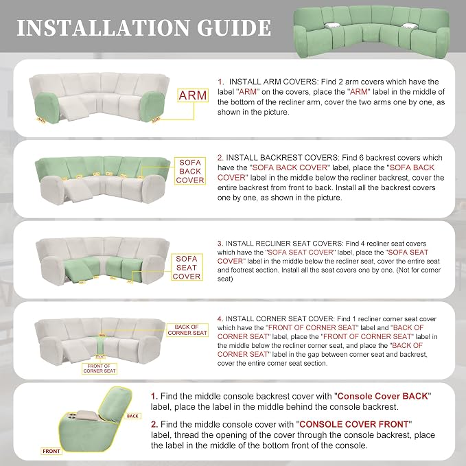 100% Waterproof Sectional Recliner Couch Covers - Image 7
