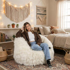 Big Joe Milano Bean Bag Chair, Ivory Shag Fur, Soft Faux Fur, 2.5 feet - Image 7