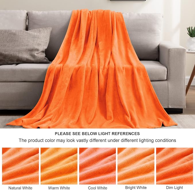 BEDELITE Fleece Blanket Soft Fall Twin Size Blanket Orange 60"x80" | Ultra Soft - Image 5