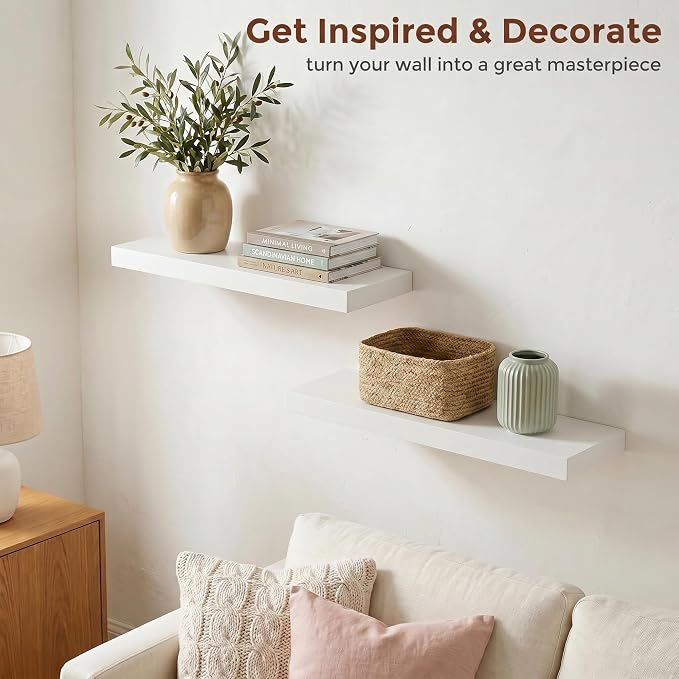 fuqing 20 Inch Floating Shelves | 6.7 Inch Deep White Shelves - Image 6