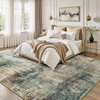 9x12 Area Rug for Living Room, Abstract Washable Large Rugs, Coffee/Green | - Image 2