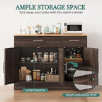 Shintenchi Modern Farmhouse Sideboard Buffet Cabinet, Barn Doors Buffet Cabinet - Image 5