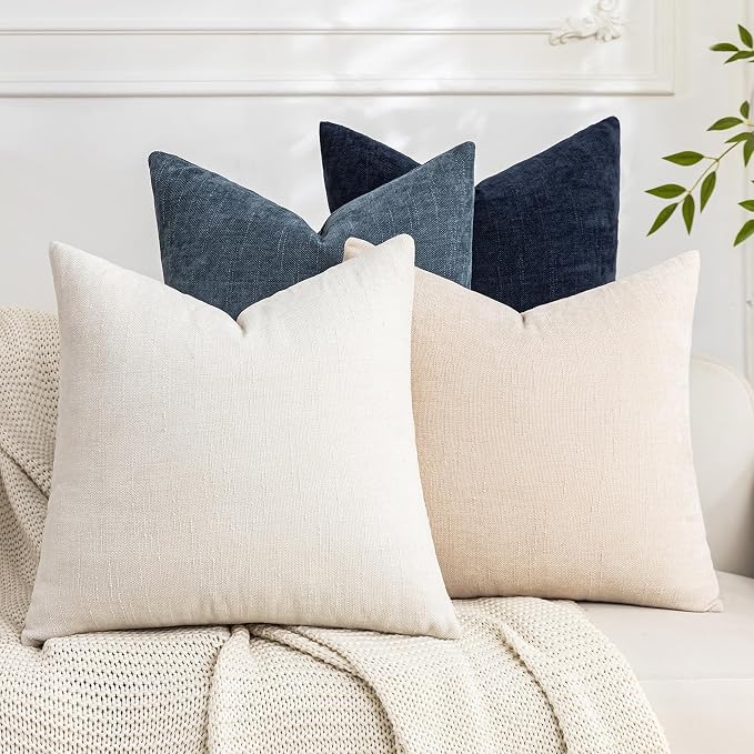 Set of 4 Soft Textured Decorative Throw Pillow Covers 20x20 Inch Cozy Farmhouse by Cozoomy